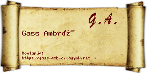 Gass Ambró névjegykártya